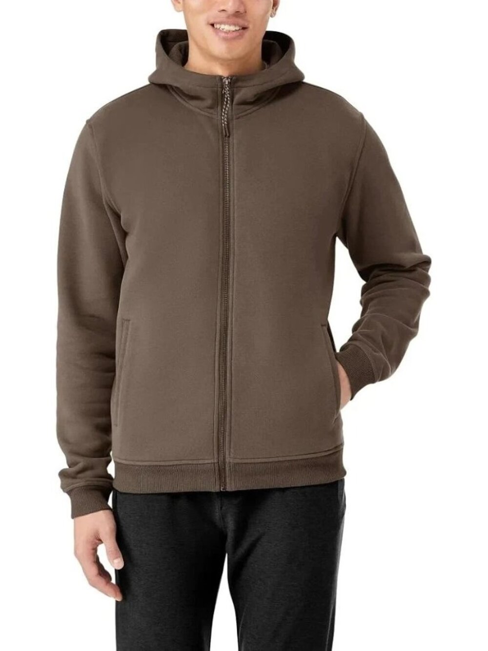 NWT Kirkland Signature Men's L Full-Zip Hoodie Brown Fleece Lined